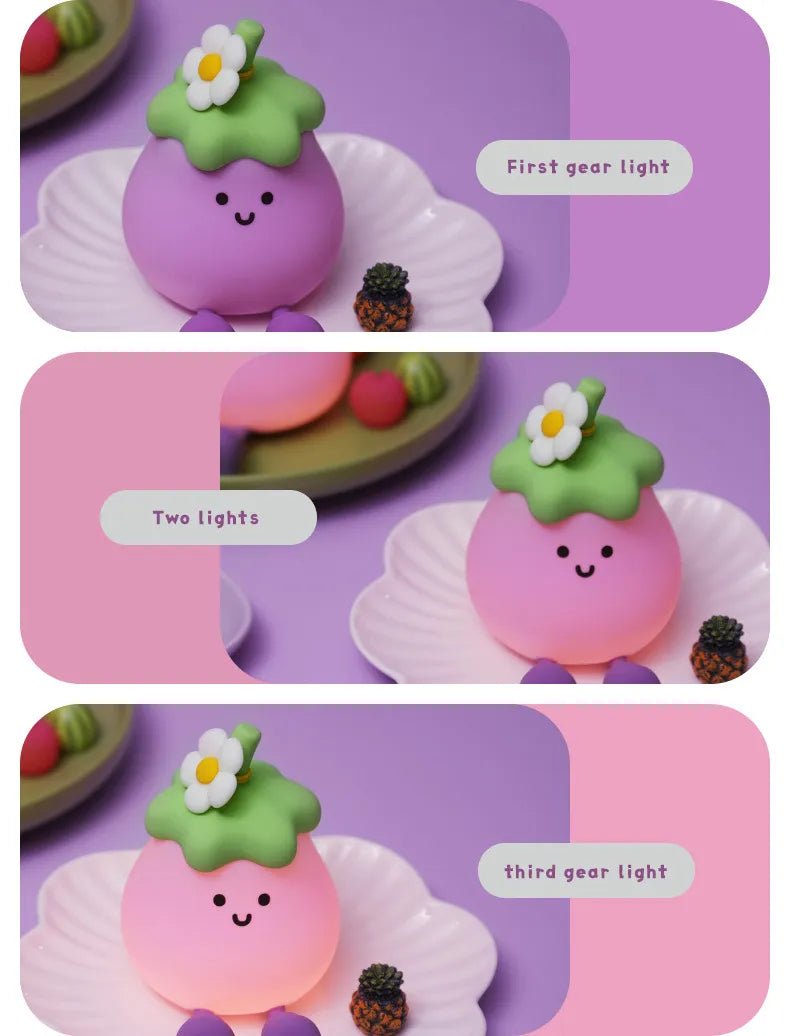 Eggplant Glow Nightlight - Gentle & Soft Lighting - Catch Cards