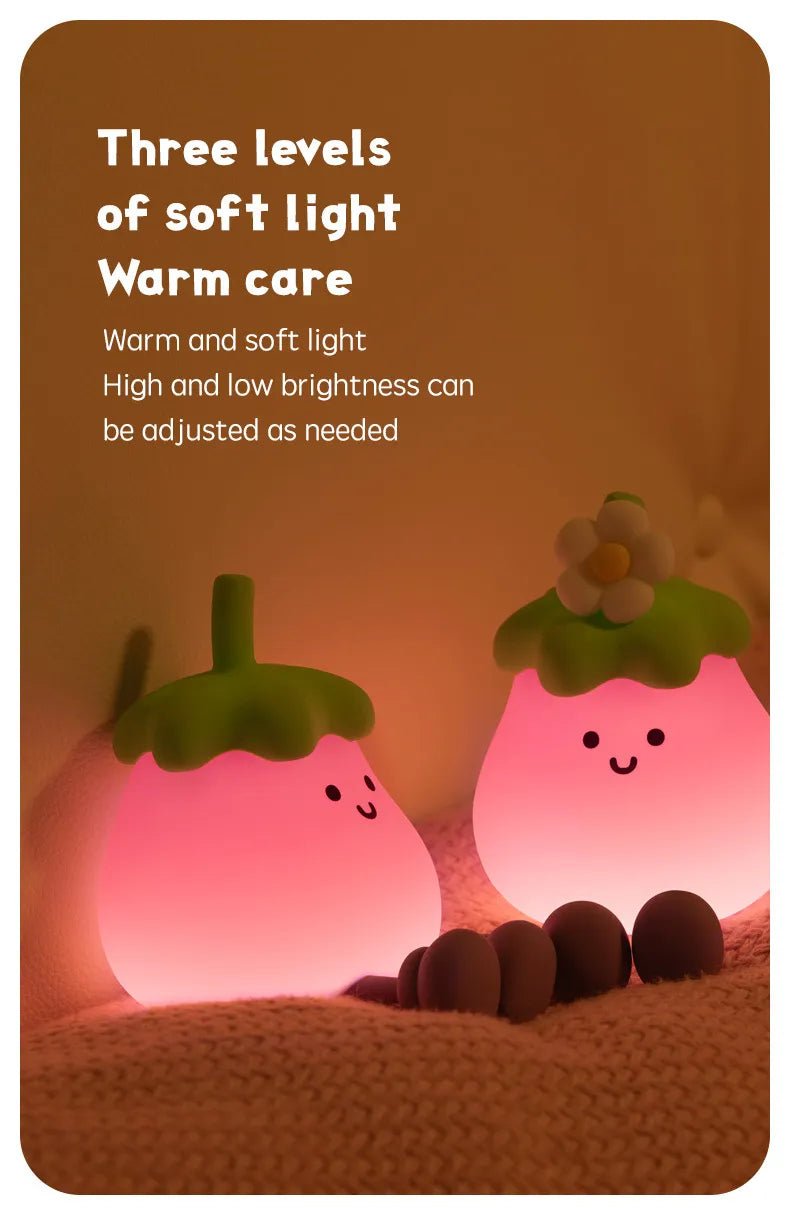Eggplant Glow Nightlight - Gentle & Soft Lighting - Catch Cards