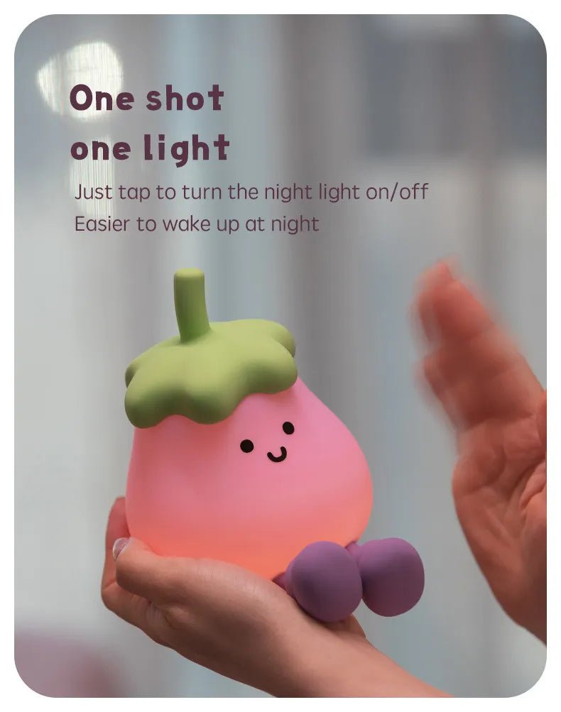 Eggplant Glow Nightlight - Gentle & Soft Lighting - Catch Cards
