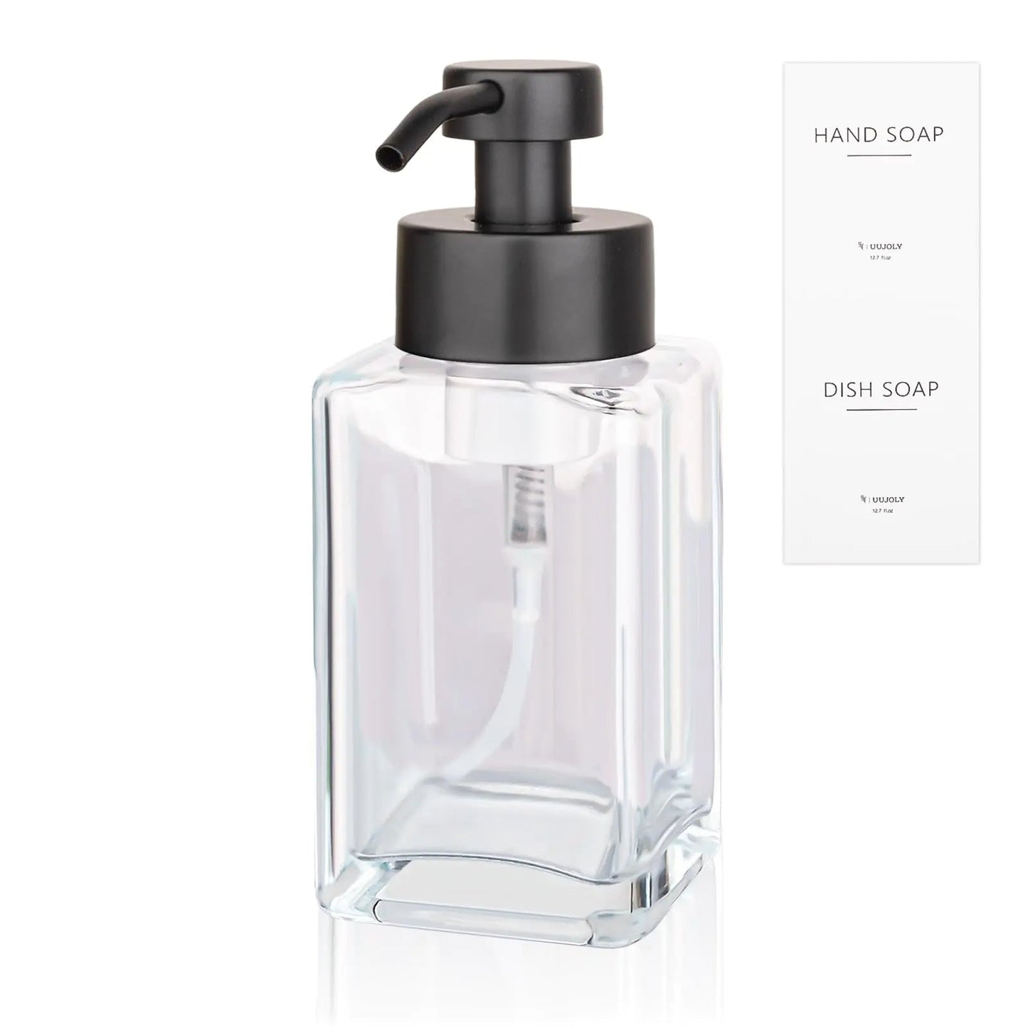 Elegant Foaming Soap Dispenser, 12oz Glass with Stainless Pump - Catch Cards