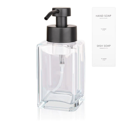 Elegant Foaming Soap Dispenser, 12oz Glass with Stainless Pump - Catch Cards