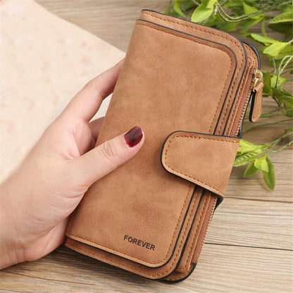 Wallet Brand Coin Purse Scrub Leather Women Wallet Money Phone Bag Female Snap Card Holder Ladies Long Clutch Carteira Feminina WEM Support (www.WEM.support)
