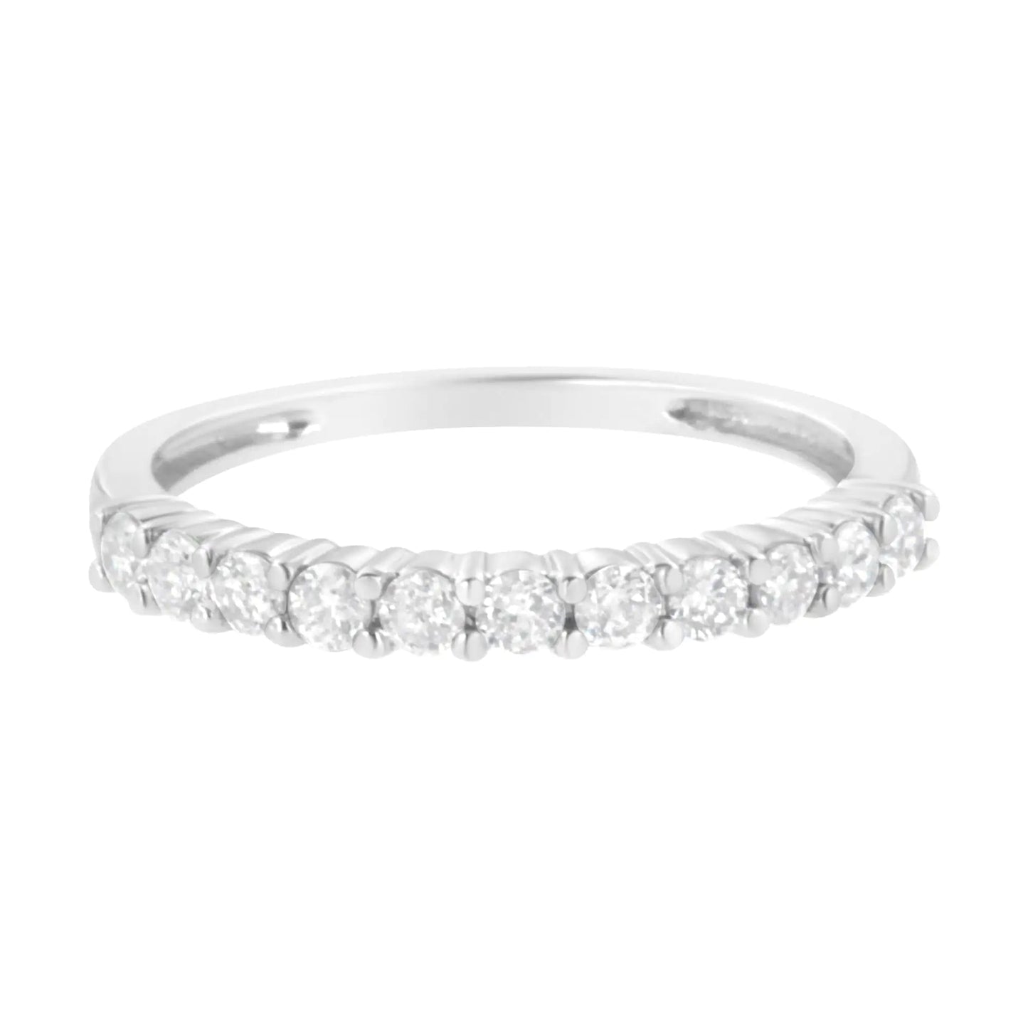 IGI Certified 1/2 Cttw Diamond 10K White Gold Prong Set Fluted Band Style Ring (I-J Color, I2-I3 Clarity) WEM Support (www.WEM.support)