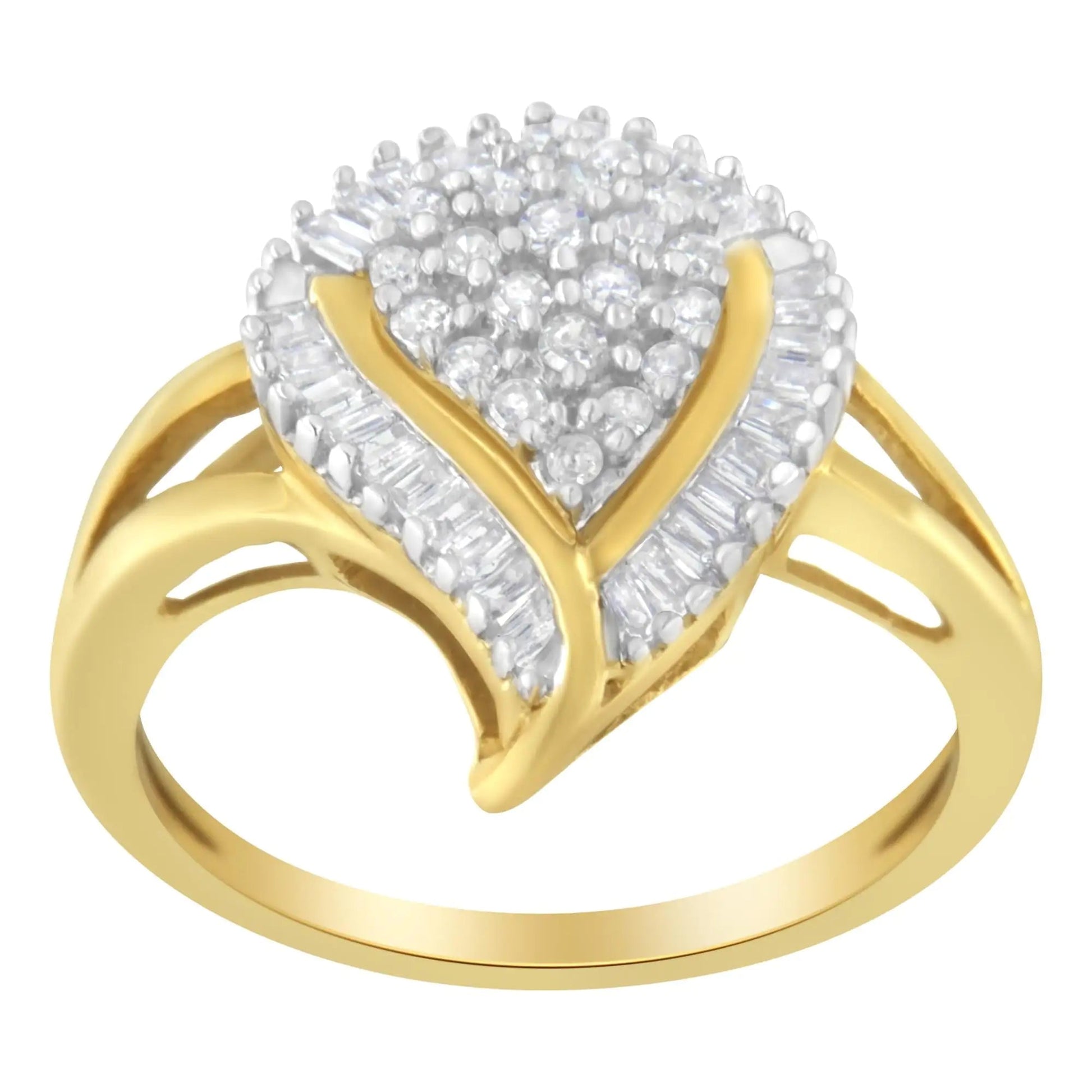 10K Yellow Gold Diamond Cluster Ring (1/2 Cttw, I-J Color, I1-I2 Clarity) WEM Support (www.WEM.support)