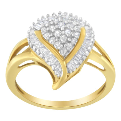 10K Yellow Gold Diamond Cluster Ring (1/2 Cttw, I-J Color, I1-I2 Clarity) WEM Support (www.WEM.support)