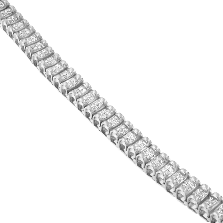 14K White Gold 3.0 Cttw Princess Cut Quad Invisible Set Tennis Bracelet (H-I Color, SI2-I1 Clarity) - 7” WEM Support (www.WEM.support)