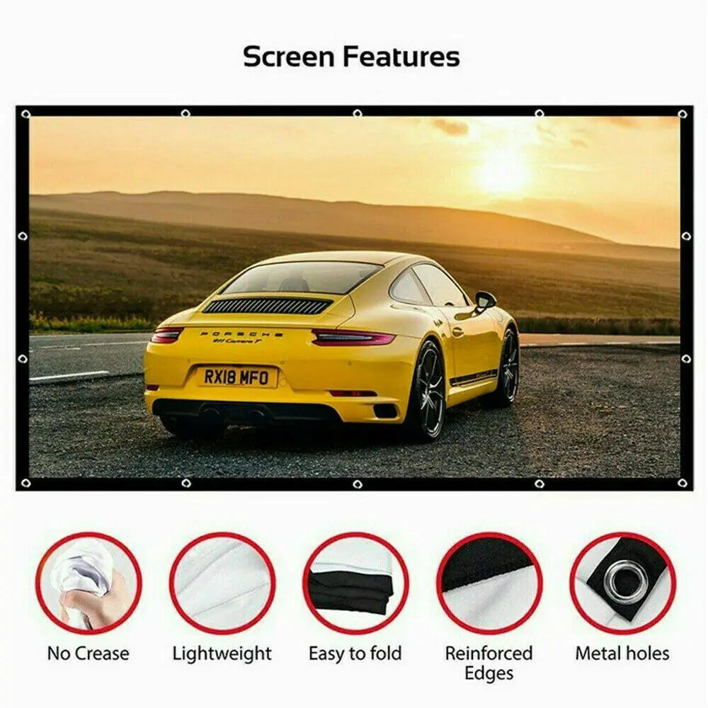 Portable Foldable Projector Screen 16:9 HD Outdoor Home Cinema Theater 3D Movie WEM Support (www.WEM.support)