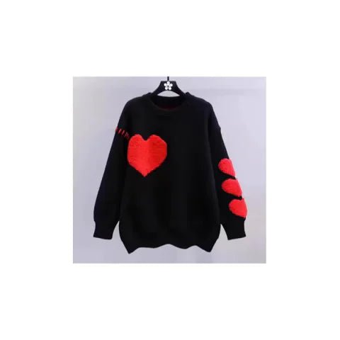 European Station Gray With Heart Knitted Sweater Women's Thick - Catch Cards