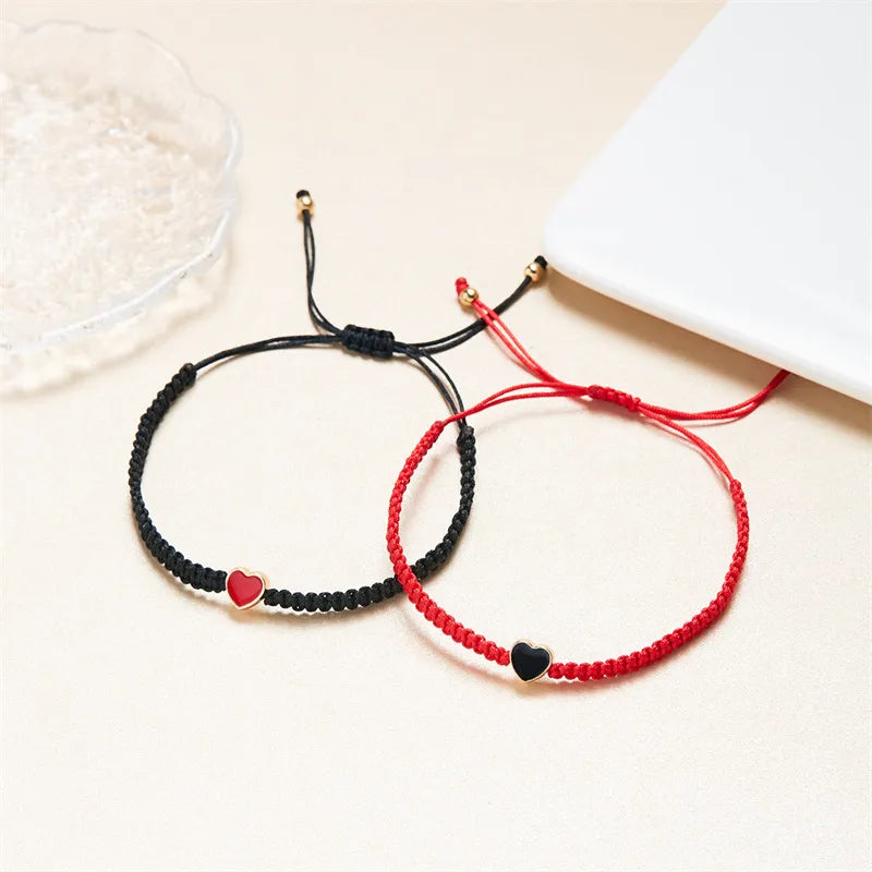 Heart-Shaped Woven Couple Bracelet WEM Support (www.WEM.support)