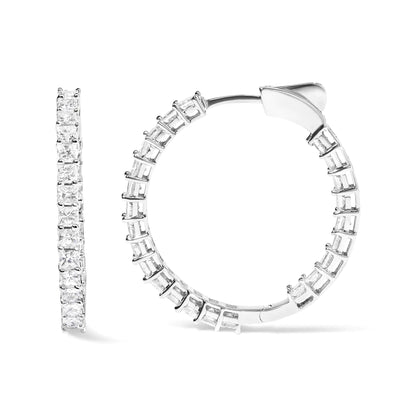 14K White Gold Natural Princess Cut Diamond Inside Out Hoop Earrings (G-H Color, SI2-I1 Clarity) WEM Support (www.WEM.support)