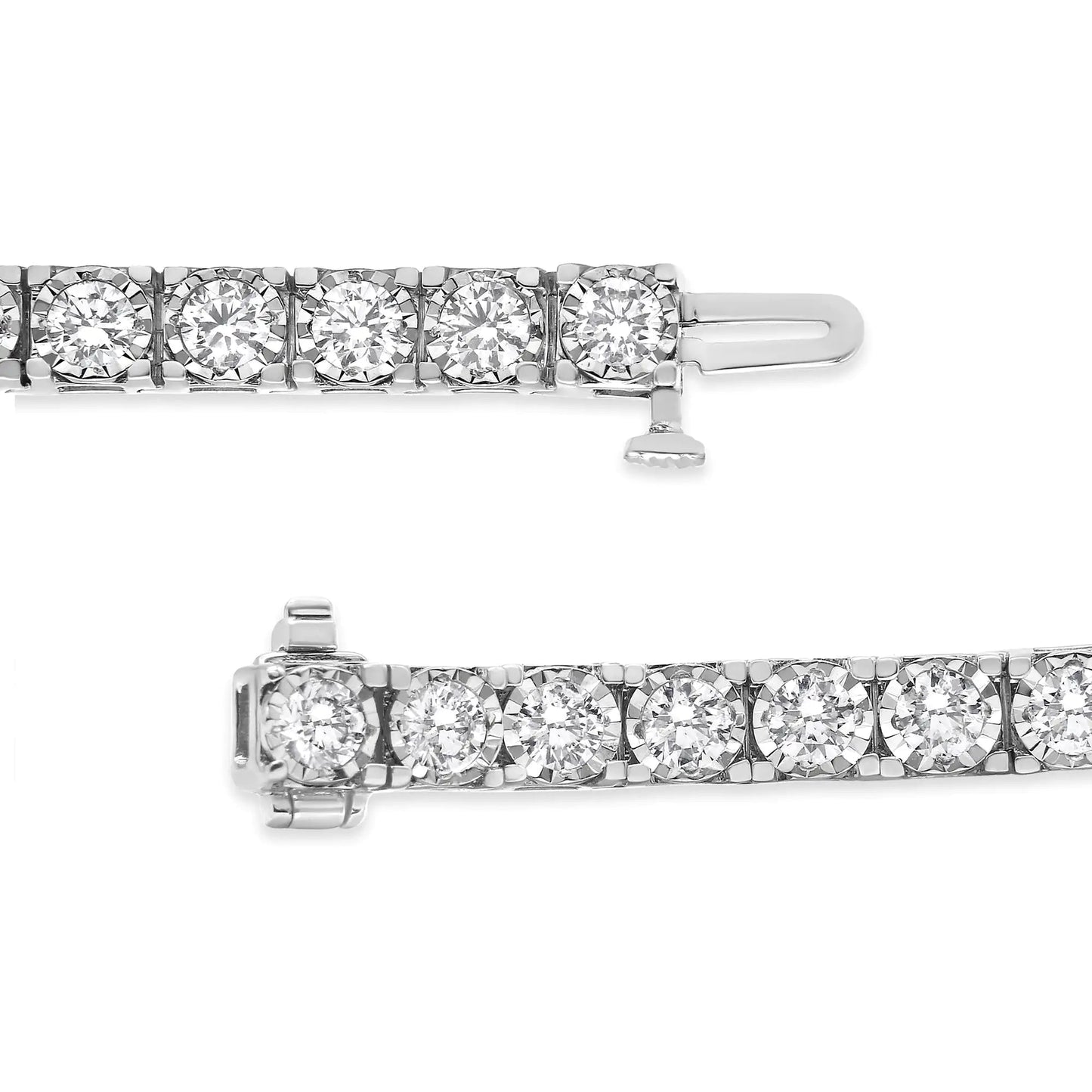 14K White Gold 5.0 Cttw Miracle Set Round-Cut Lab Grown Diamond Illusion 7" Tennis Bracelet (F-G Color, VS2-SI1 Clarity) WEM Support (www.WEM.support)