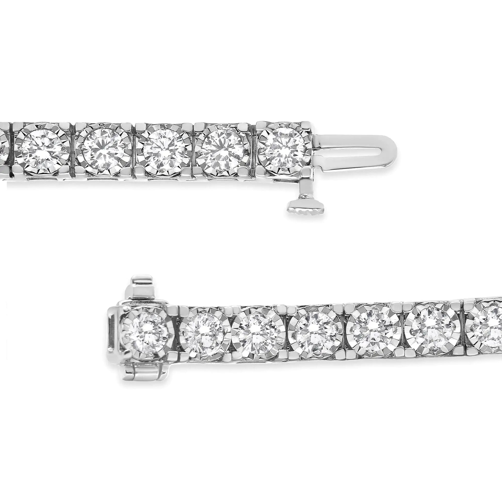 14K White Gold 5.0 Cttw Miracle Set Round-Cut Lab Grown Diamond Illusion 7" Tennis Bracelet (F-G Color, VS2-SI1 Clarity) WEM Support (www.WEM.support)