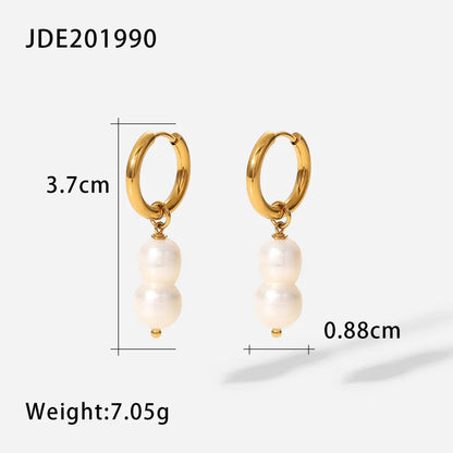 Fashionable Stainless Steel Pearl Earrings HejK.com