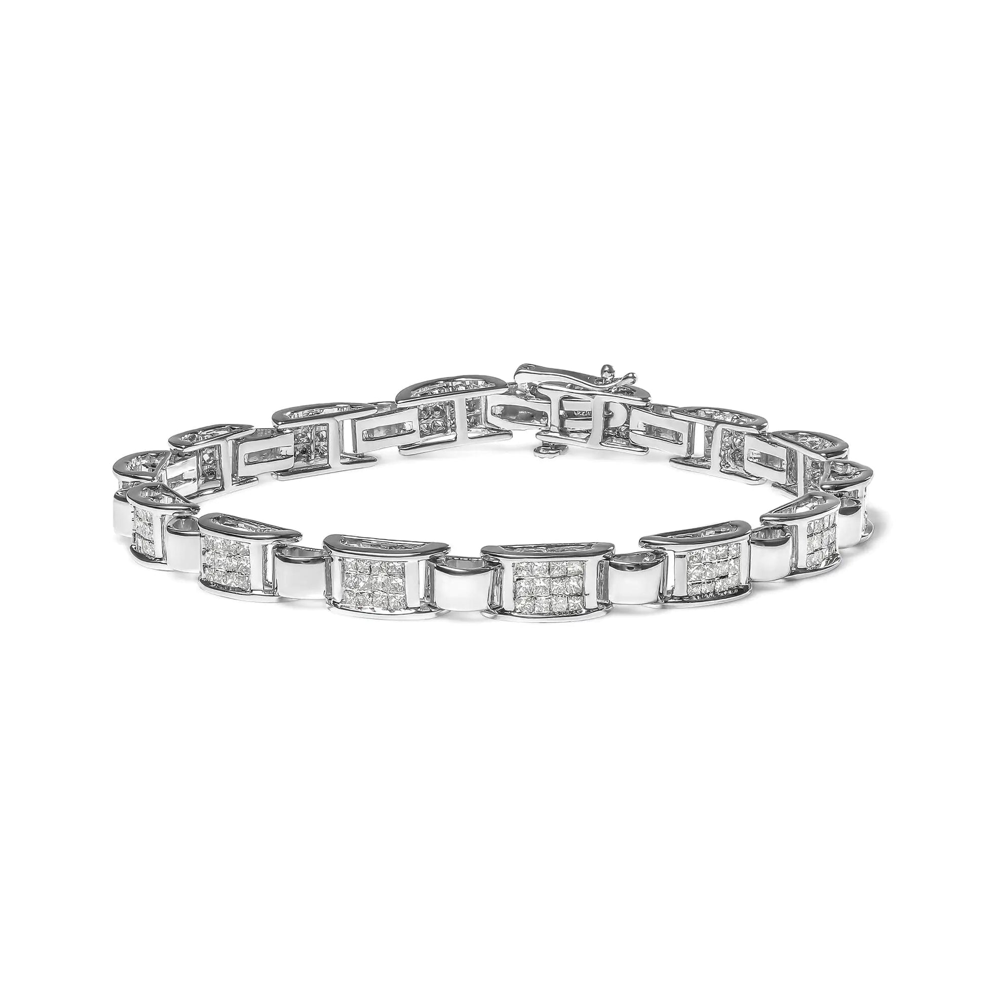 14K White Gold 2.00 Cttw Princess Diamond Invisible Set Link Bracelet (H-I Color, SI2-I1 Clarity) - 7" WEM Support (www.WEM.support)