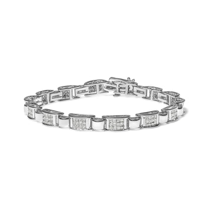 14K White Gold 2.00 Cttw Princess Diamond Invisible Set Link Bracelet (H-I Color, SI2-I1 Clarity) - 7" WEM Support (www.WEM.support)