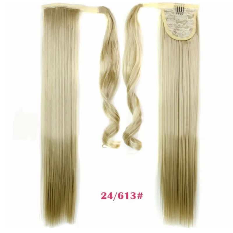 Synthetic Long Straight Wrap Around Hair Extension WEM Support (www.WEM.support)