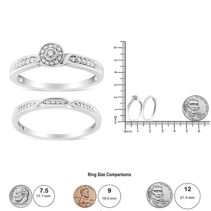 .925 Sterling Silver Diamond Accent Frame Twist Shank Bridal Set Ring and Band (I-J Color, I3 Clarity) WEM Support (www.WEM.support)