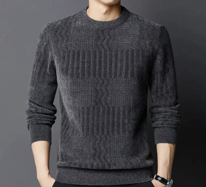 Crew Neck Casual Jacquard Sweater WEM Support (www.WEM.support)