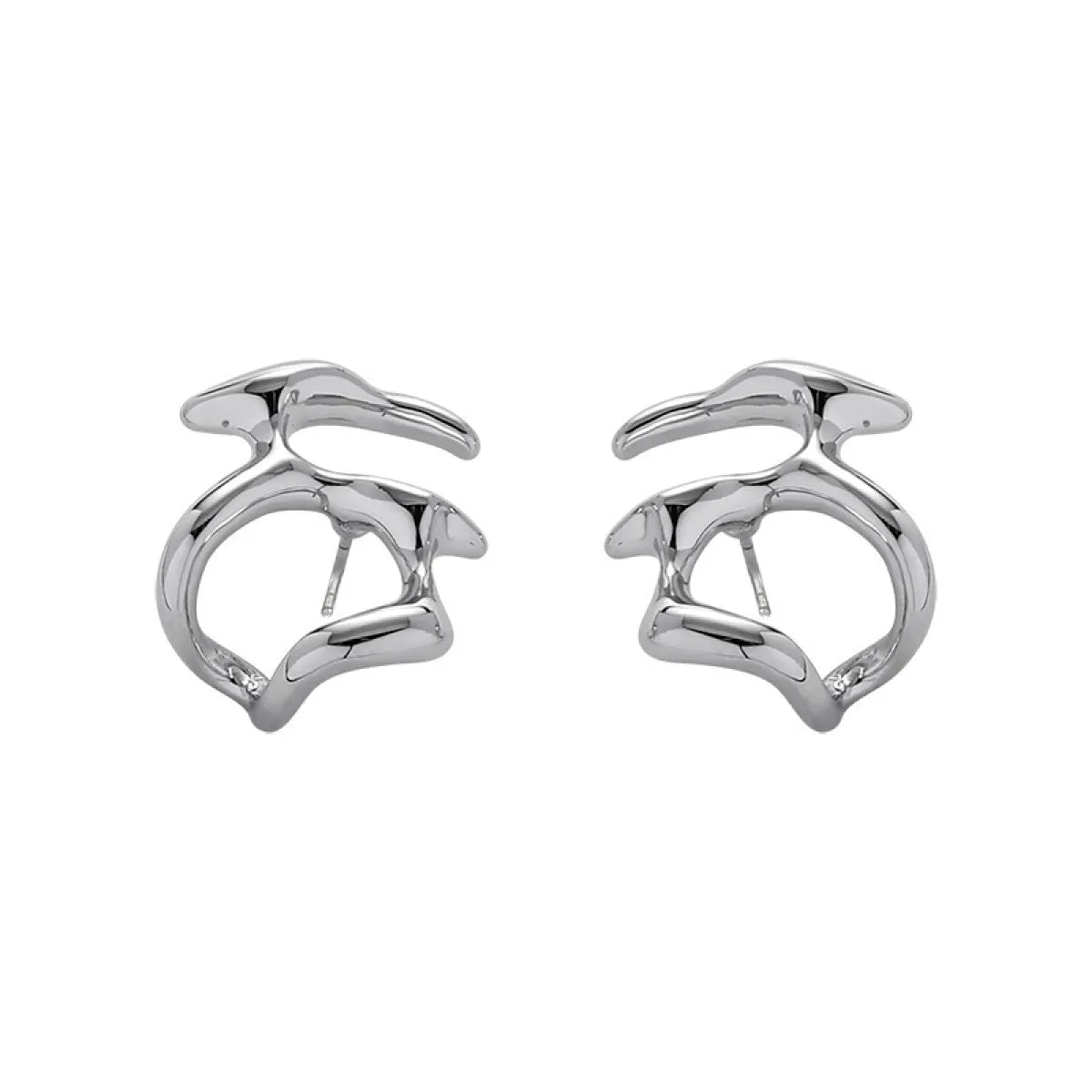 Irregular Liquid Metal Punk Hoop Earrings WEM Support (www.WEM.support)