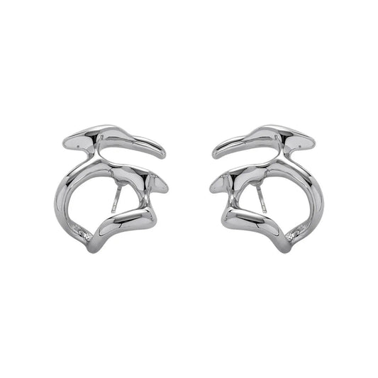 Irregular Liquid Metal Punk Hoop Earrings WEM Support (www.WEM.support)