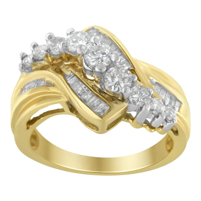 10K Two-Toned Diamond Bypass Ring (1 Cttw, H-I Color, SI2-I1 Clarity) WEM Support (www.WEM.support)