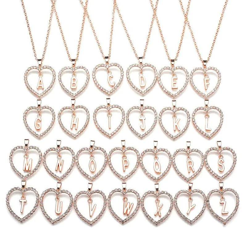 Peach Heart Love Necklace Alphabet WEM Support (www.WEM.support)