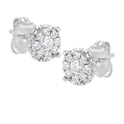 Boucles d'oreilles en argent sterling .925 avec 1/2 carat de diamants de synthèse composite (Couleur F-G, Clarté VS2-SI1) WEM Support (www.WEM.support)