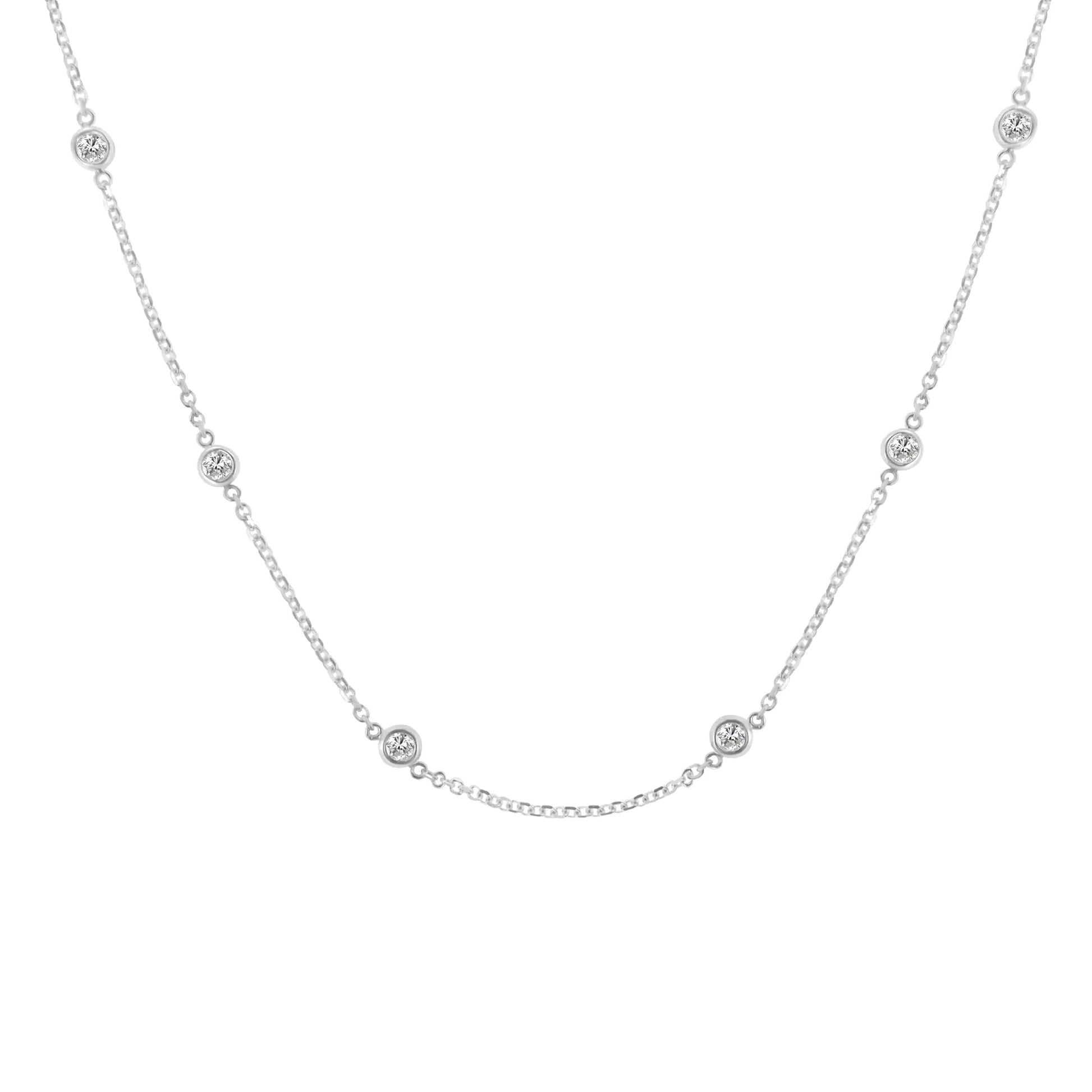 Sterling Silver Bezel-Set Diamond Station Necklace (1 cttw, J-K Color, I1-I2 Clarity) WEM Support (www.WEM.support)