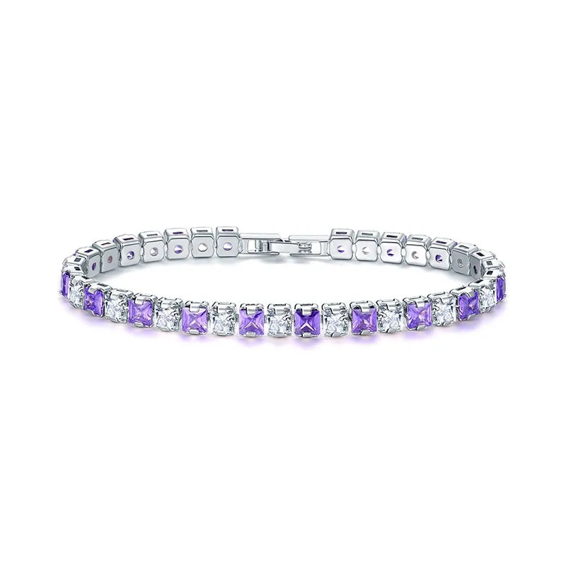 Clear Square Cubic Zirconia Tennis Bracelet WEM Support (www.WEM.support)