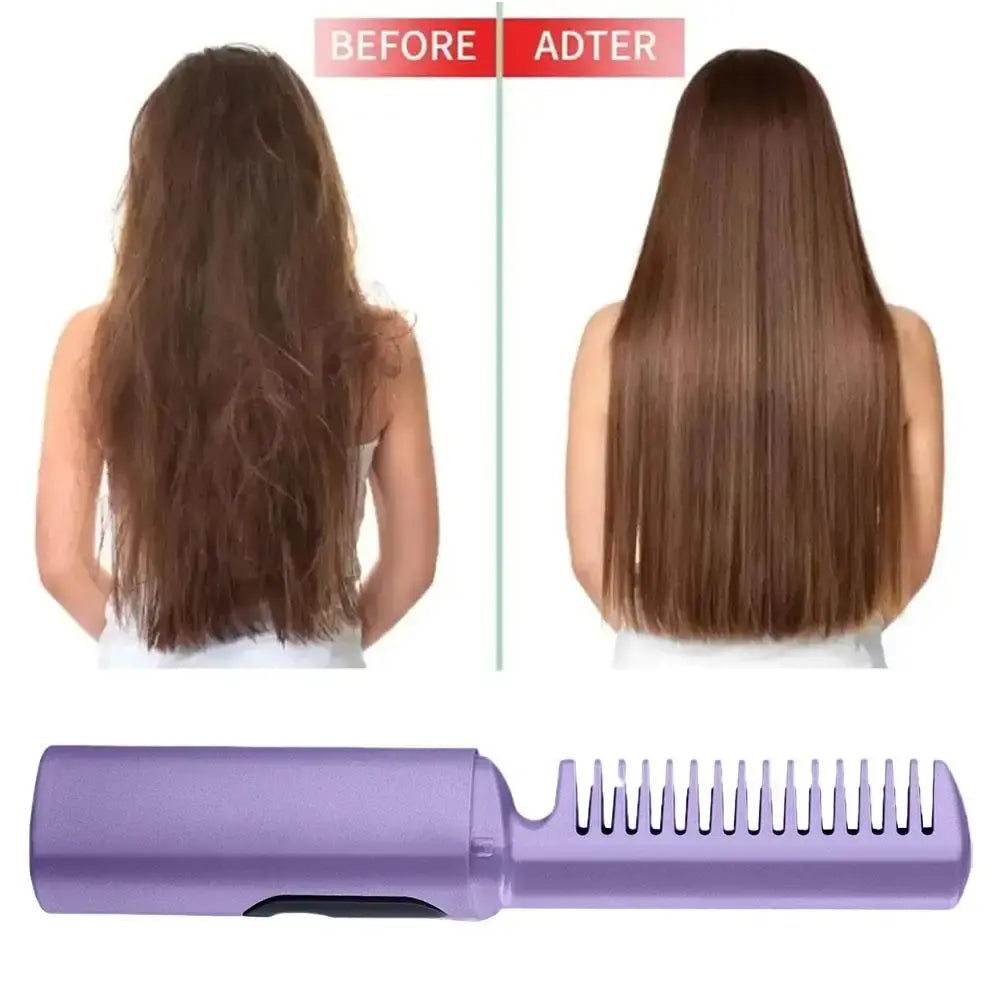Portable 2-In-1 Hair Straightener Comb WEM Support (www.WEM.support)