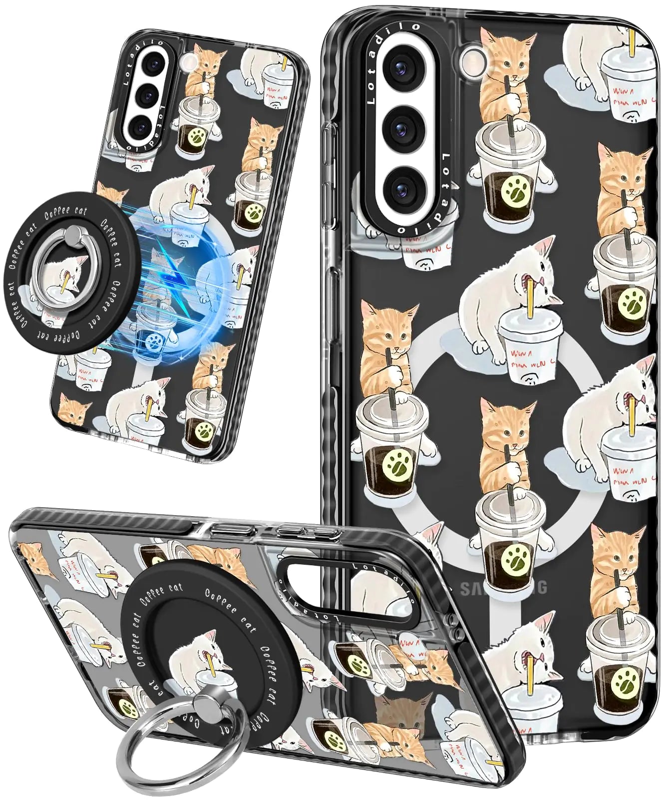 Cute Case for Samsung Galaxy S21 for Women Girls - Funny Design Compatible with Magsafe Magnetic Ring Holder Kickstand Art Constellation Fashion Pattern TPU Phone Covers