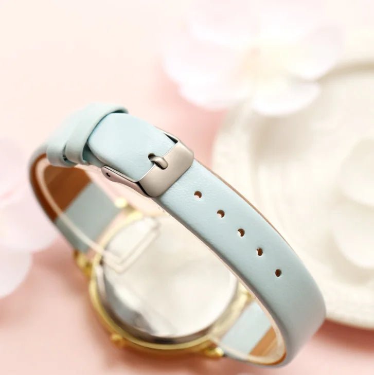 Fashion Floral Dial Watch for Women, PU Strap - Catch Cards