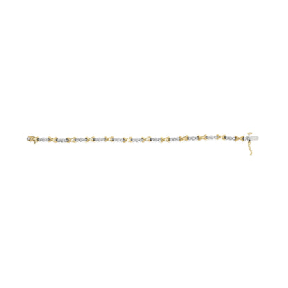 10K Two-Tone Gold 1/2 Cttw Diamond Alternating 3 Stone and X-Link 7" Bracelet (I-J Color, I2-I3 Clarity) WEM Support (www.WEM.support)