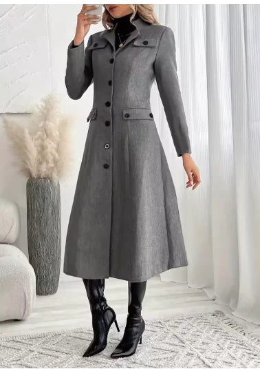 Women's Single-breasted Long-cut Coat WEM Support (www.WEM.support)