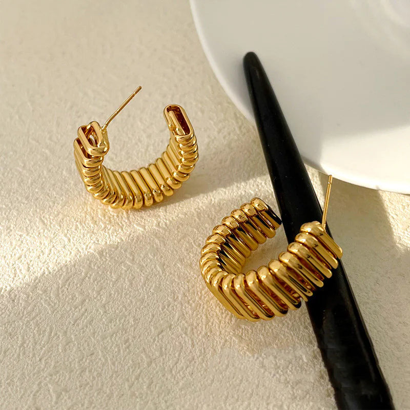 Copper Gold Spring Earrings WEM Support (www.WEM.support)