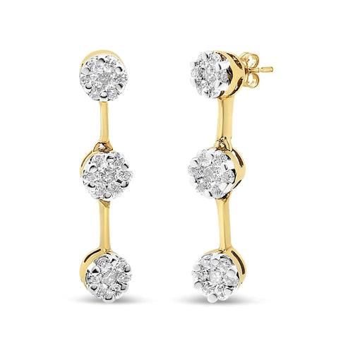 14K Yellow Gold Round Diamond Earrings (1.05 cttw, H-I Color, SI1-SI2 Clarity) WEM Support (www.WEM.support)