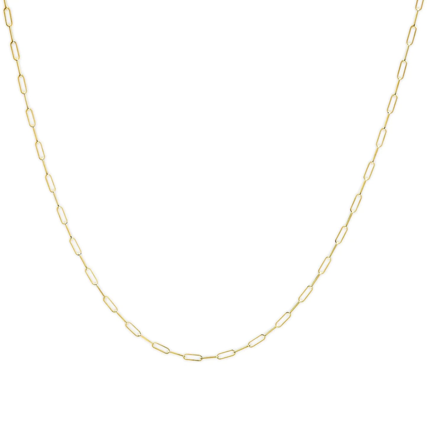 Unisex Solid 14K Gold 2.5mm Paperclip Chain Necklace WEM Support (www.WEM.support)