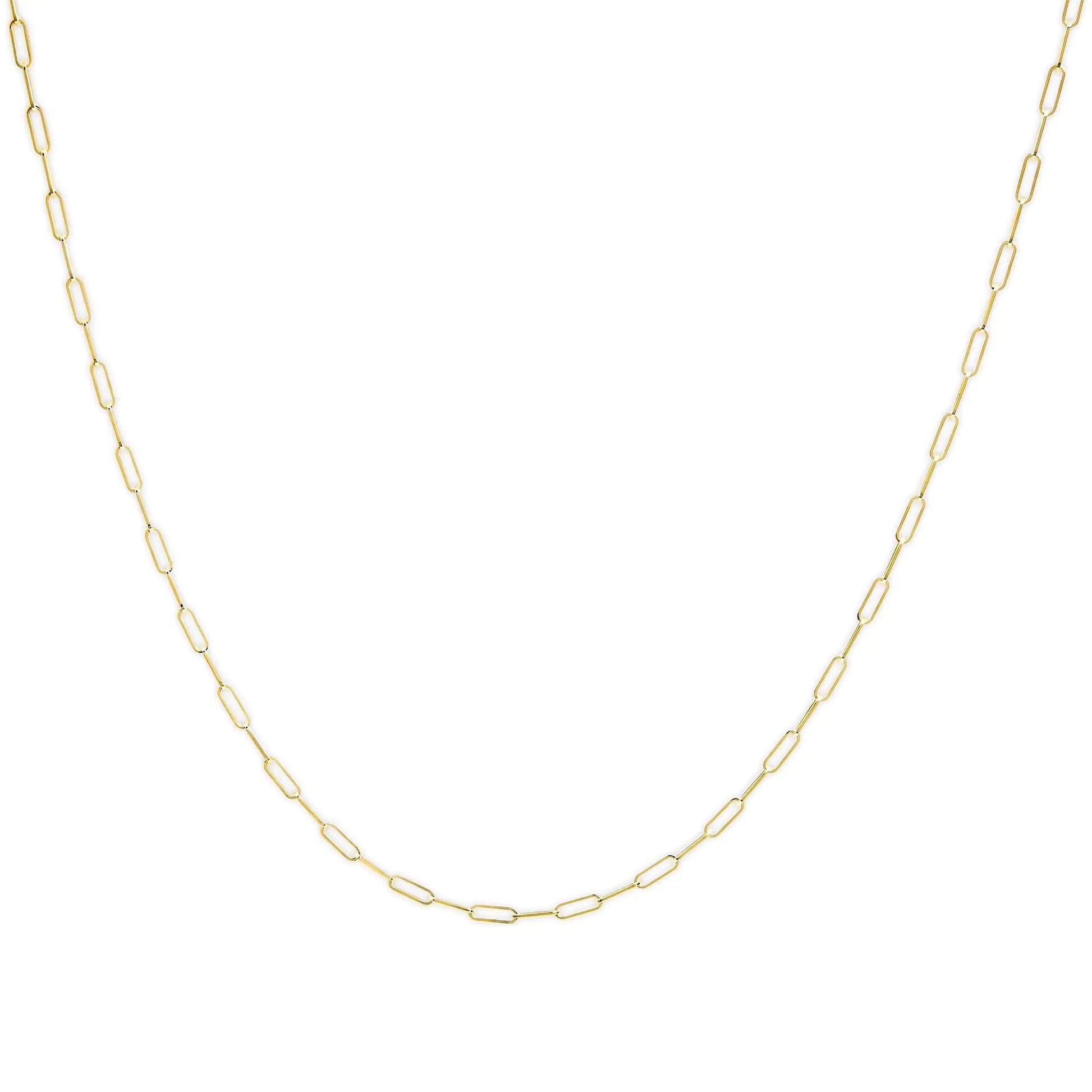 Unisex Solid 14K Gold 2.5mm Paperclip Chain Necklace WEM Support (www.WEM.support)