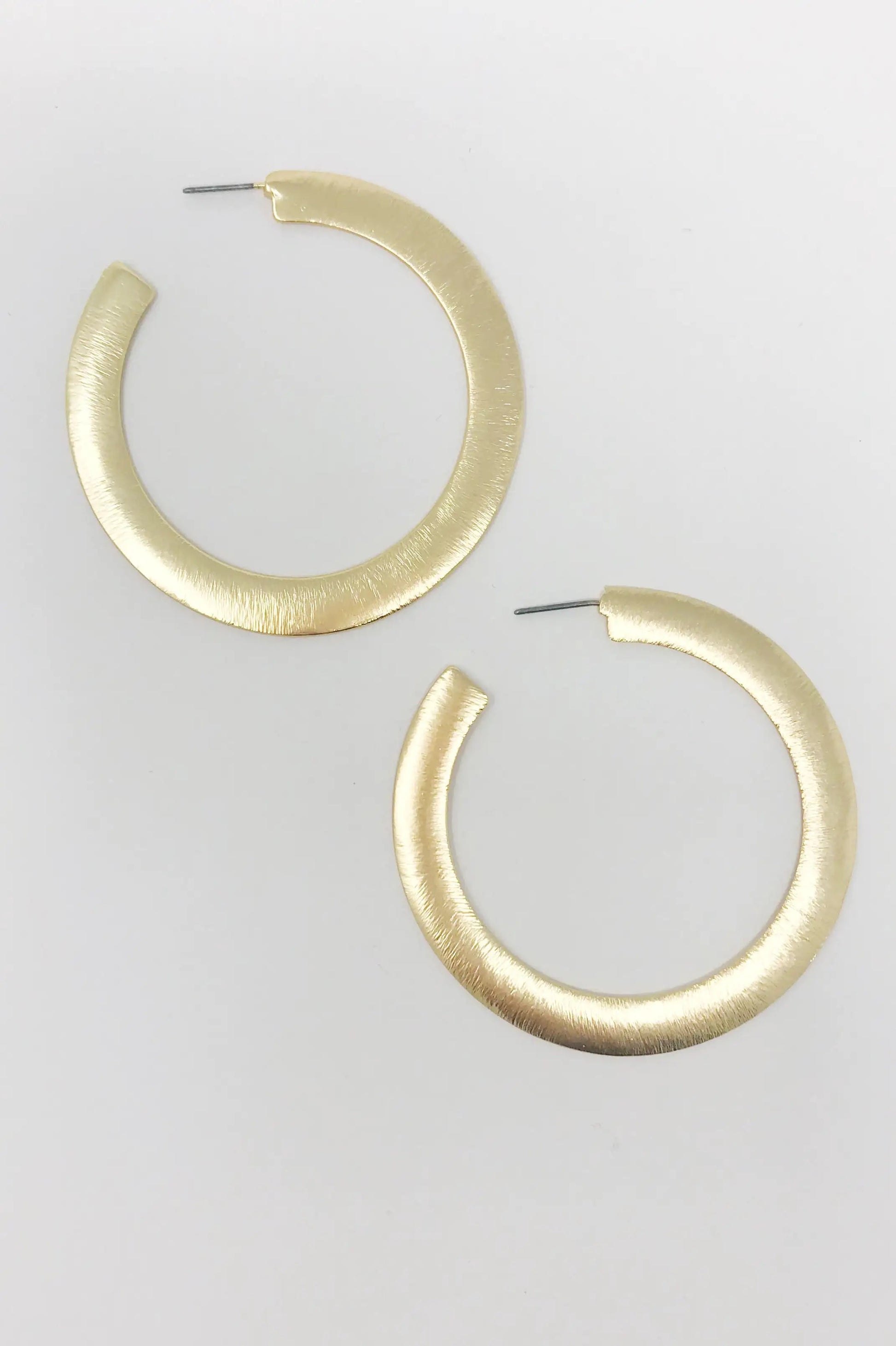 Alma Thick Flattened Metal Hoop Earrings, Gold WEM Support (www.WEM.support)