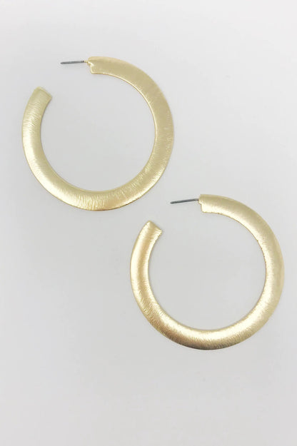 Alma Thick Flattened Metal Hoop Earrings, Gold WEM Support (www.WEM.support)