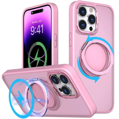 for iPhone 14 Pro Max Case with 360°Rotatable Magnetic Ring Kickstand[Compatible with Magsafe],Military Grade Shockproof Translucent for iPhone 14 Pro Max Protective Case - 6.7 inch,Pink - Catch Cards