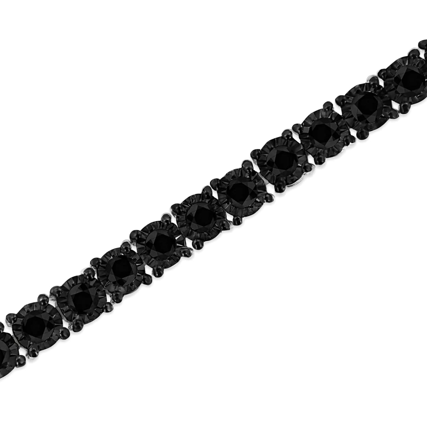 .925 Sterling Silver 3.0 Cttw Miracle-Set Treated Black Diamond Round Miracle Plate Tennis Bracelet (Black Color, I3 Clarity) - 7.25" WEM Support (www.WEM.support)