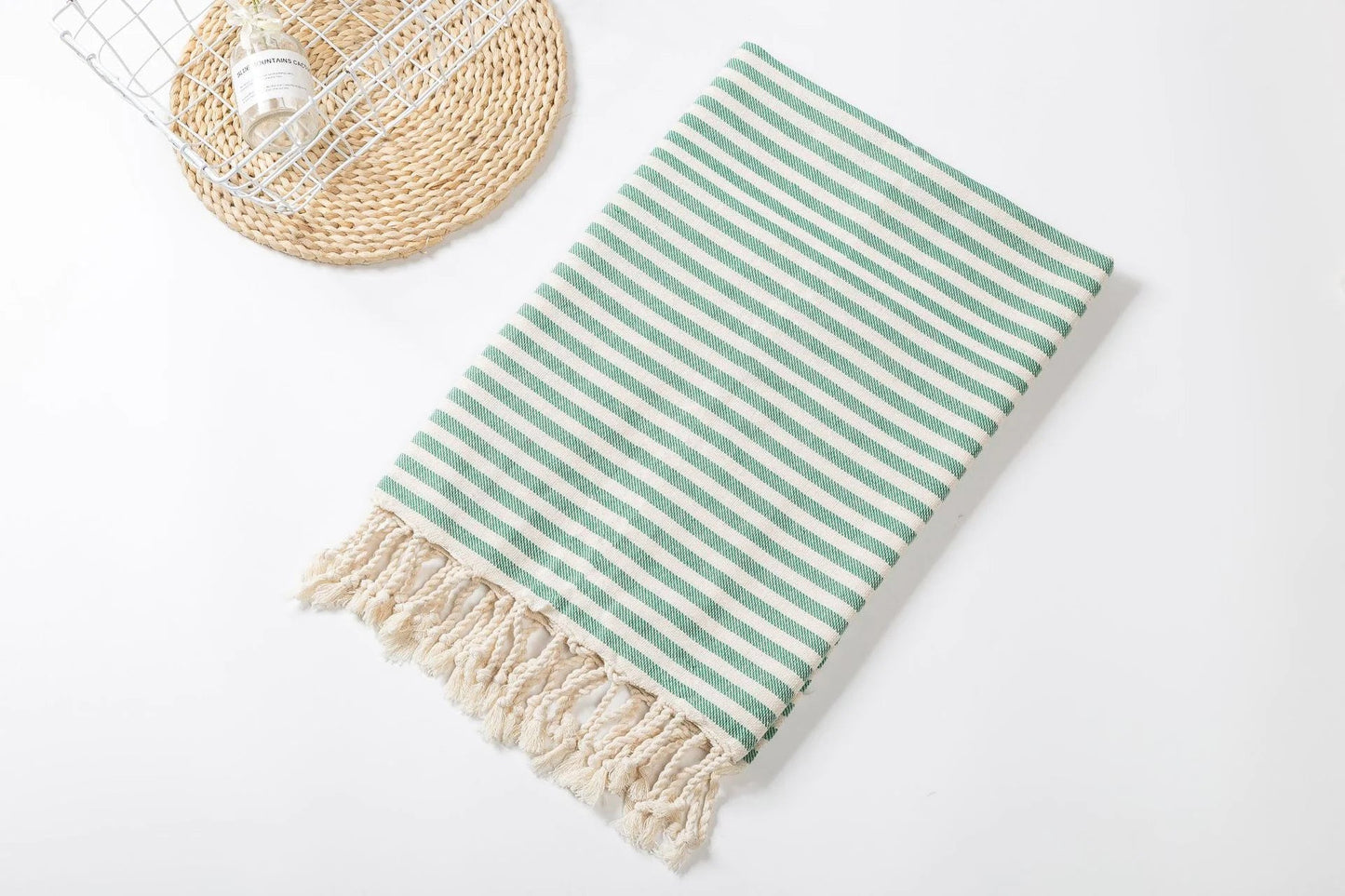 Fringed Beach Towel Polyester Cotton Wearable Striped Bath Towel Cushion Tablecloth - Catch Cards