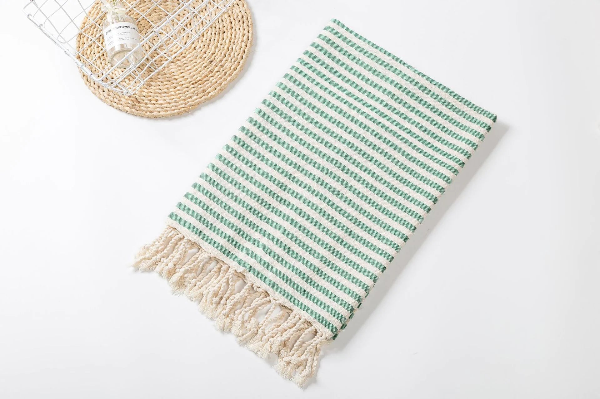 Fringed Beach Towel Polyester Cotton Wearable Striped Bath Towel Cushion Tablecloth - Catch Cards