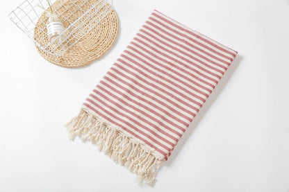 Fringed Beach Towel Polyester Cotton Wearable Striped Bath Towel Cushion Tablecloth - Catch Cards