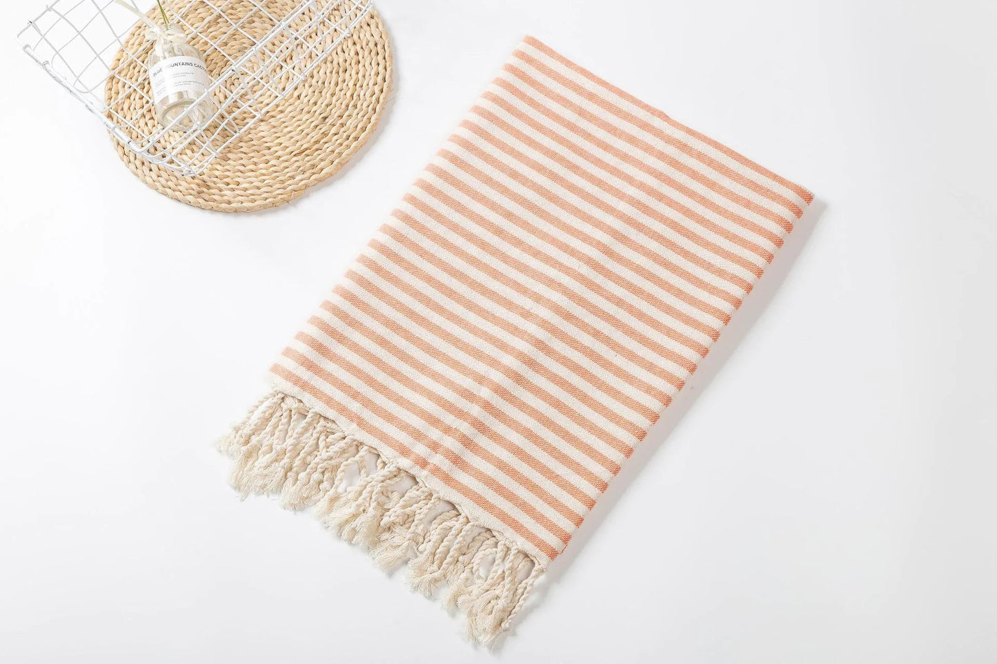 Fringed Beach Towel Polyester Cotton Wearable Striped Bath Towel Cushion Tablecloth - Catch Cards