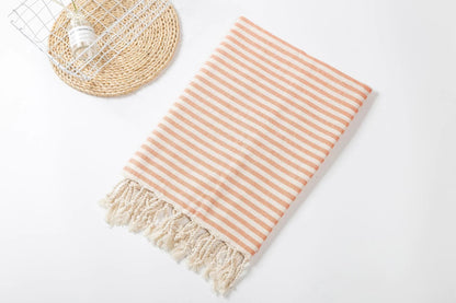 Fringed Beach Towel Polyester Cotton Wearable Striped Bath Towel Cushion Tablecloth - Catch Cards