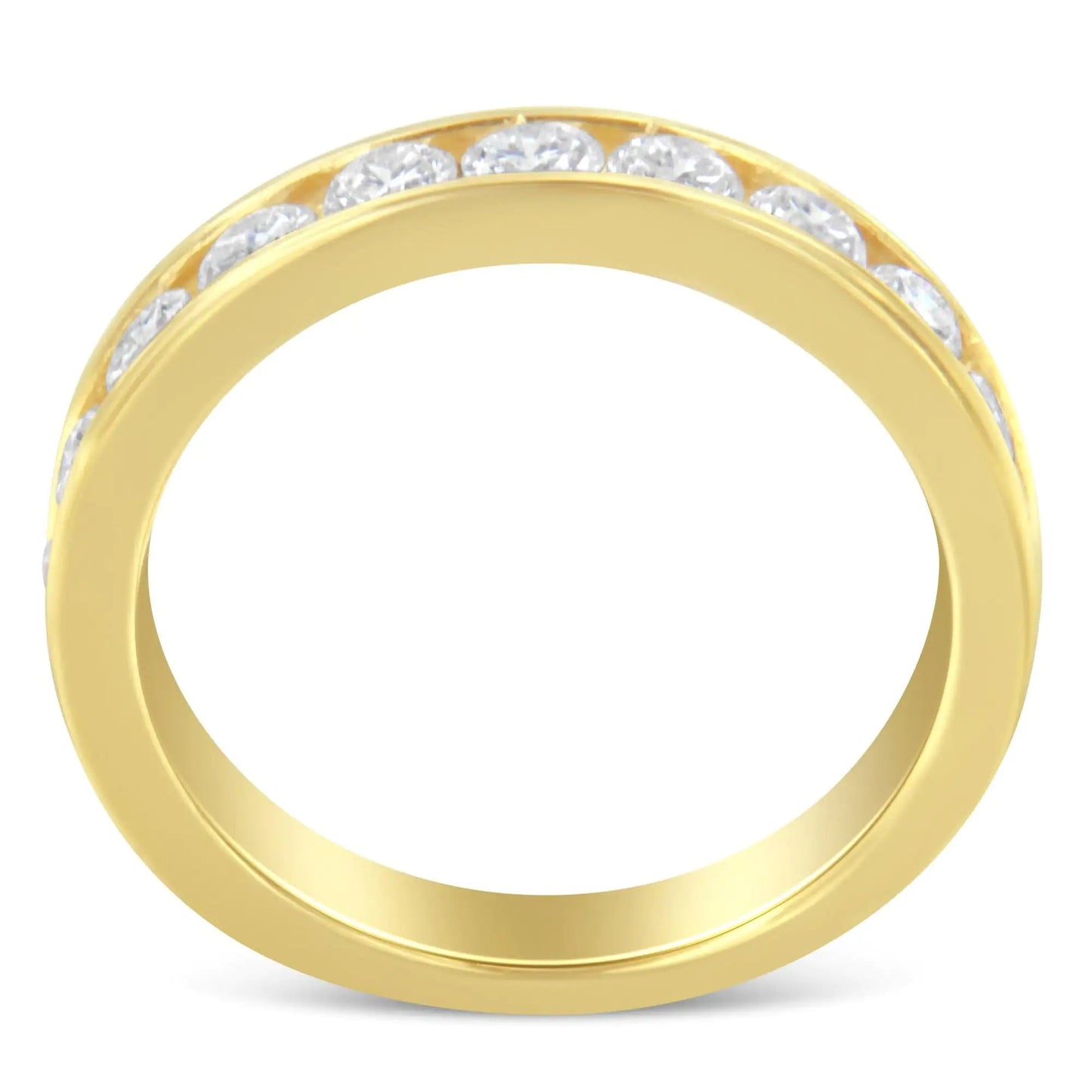 18K Yellow Gold Round Cut Diamond Band Ring (1 Cttw, H-I Color, SI2-I1 Clarity) WEM Support (www.WEM.support)