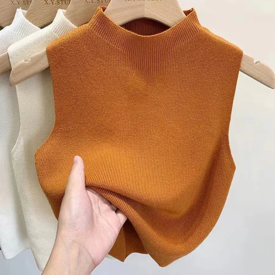 Women's small camisole vest with sweater underneath WEM Support (www.WEM.support)