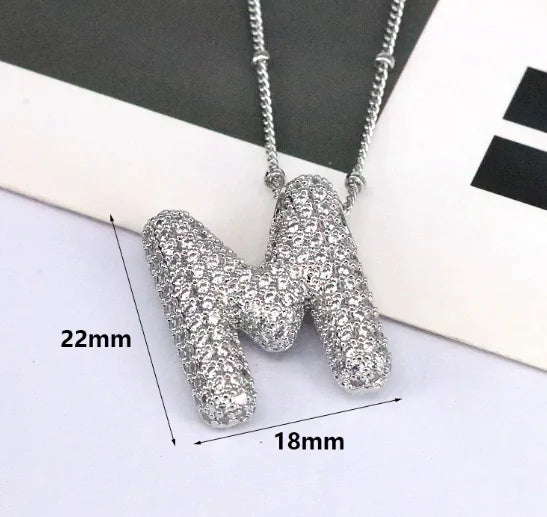 Brass Zircon Letter Necklace WEM Support (www.WEM.support)